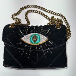 Kurt Geiger Black Velvet Crossbody/Shoulder Bag